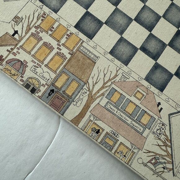 Chess and Checkers Game Board Folk Art Style Illustration of Town Square 15 x 15 - Picture 6 of 9